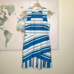 Karen Millen Striped Mini Dress Size 10 US Blue